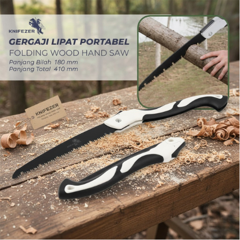 KNIFEZER Gergaji Kayu Lipat Baja dengan Pisau Tajam Wood Pruning Hand Saw High Hardness