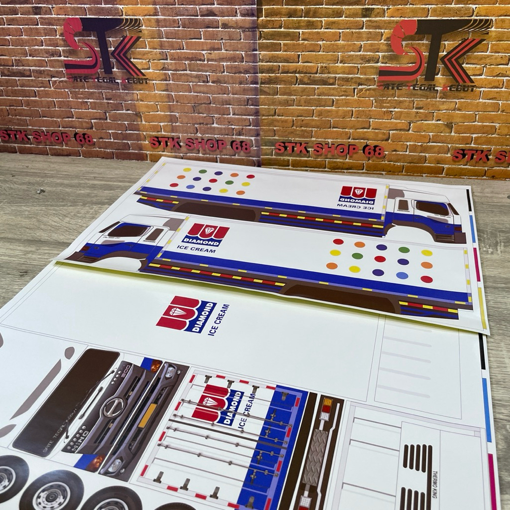 STKSHOP68 Pola Stiker Miniatur TRUK PAKET TRONTON HINO 500 Wingbox ICE Cream DIAMOND