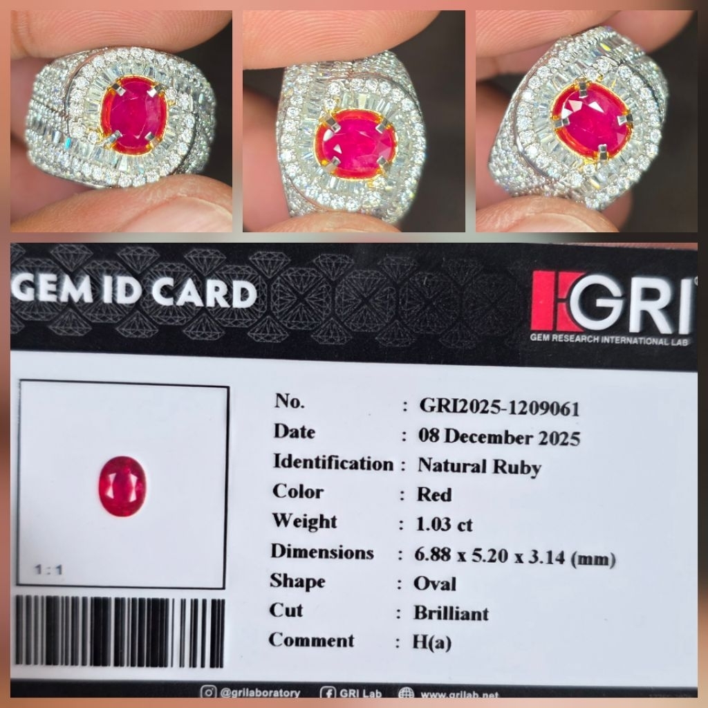 Batu Natural Red Ruby Heat A Memo 1.03 crt