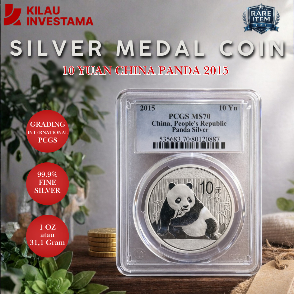 Koin Perak/Silver Coin 2015 Chinese Panda 31,1 Gram PCGS MS70