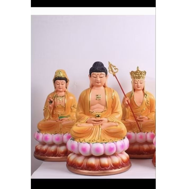 Patung Dewi Kwan im/Ti Cang Wang /Buddha Siddhartha Sakyamuni harga (1set 3pcs )uk 16inch bahan fibe