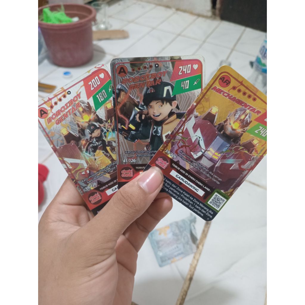 kartu choki choki boboiboy gentar dan meca gentar ar