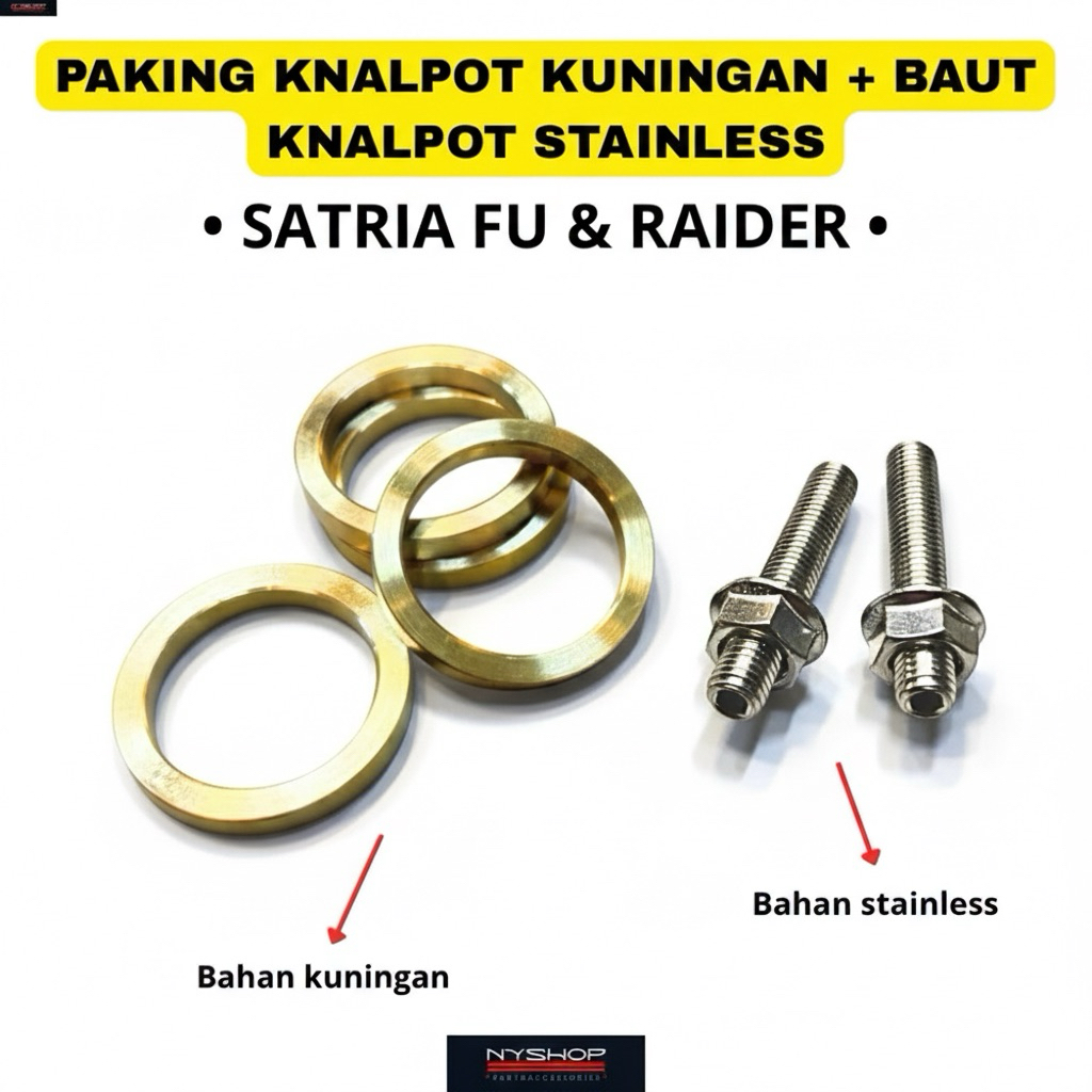 Paking Knalpot Satria Fu Bahan Kuningan Padat dan Baut Tanam Knalpot Satria Fu Stainless Steel 304