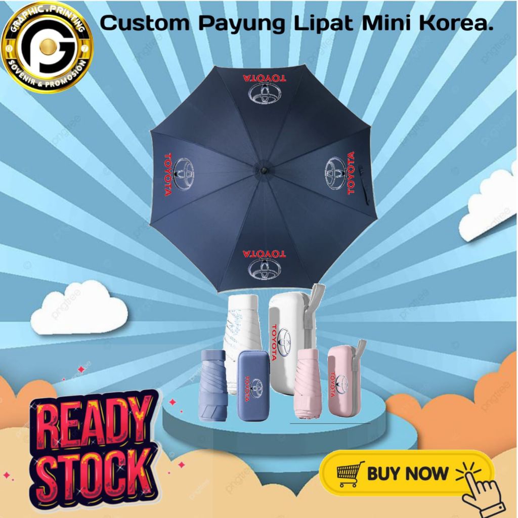FREE CUSTOM BEBAS DESAIN..Payung Lipat Korea /Payung Lipat Mini Custom / Payung Custom / Payung Lipa