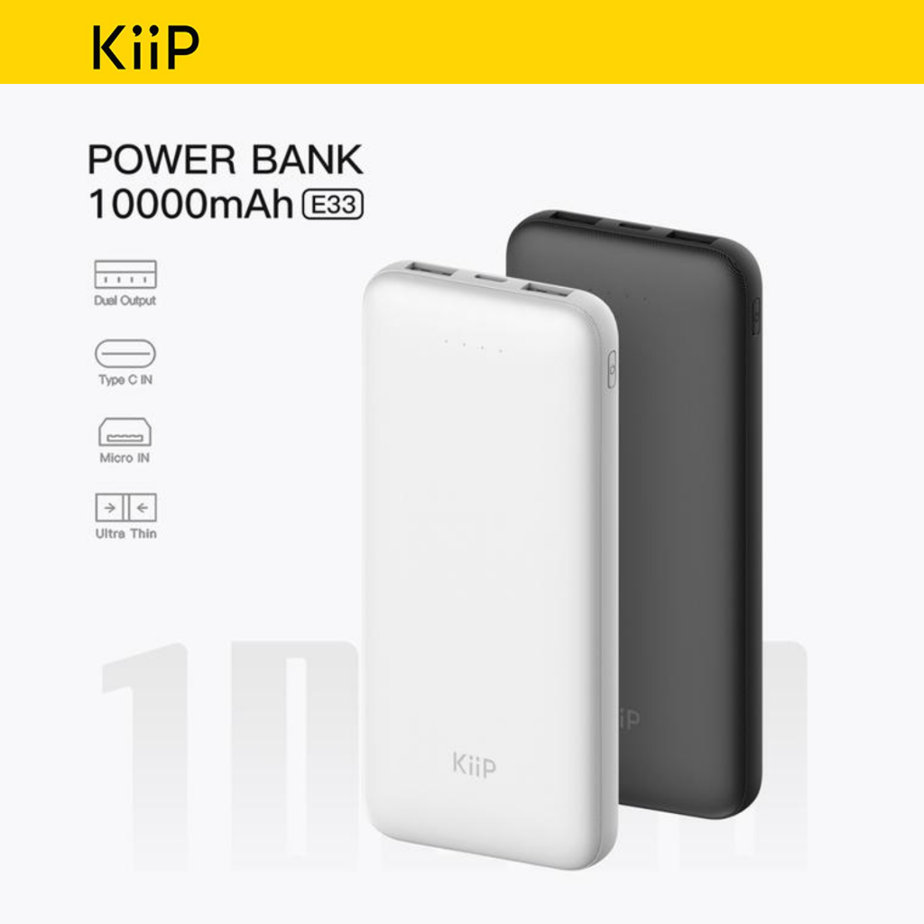 KIIP WIRELESS E33 POWER BANK 10000MAH USB-A & USB-C FAST CHARGING POWERBANK E 33 IPHONE ANDROID