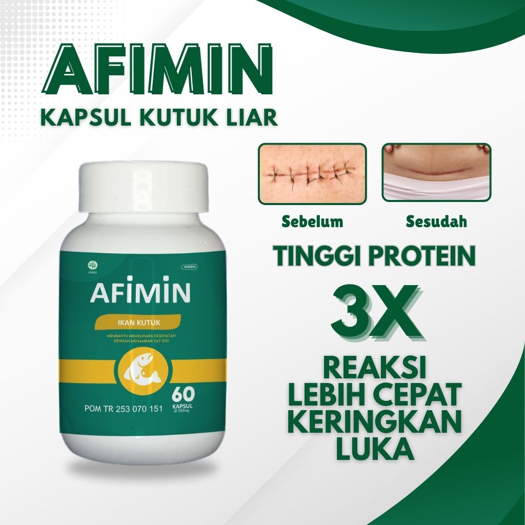AFIMIN Kapsul Ekstrak Ikan Gabus Kutuk - Albumin Tinggi Pengering Luka & Nutrisi Anak