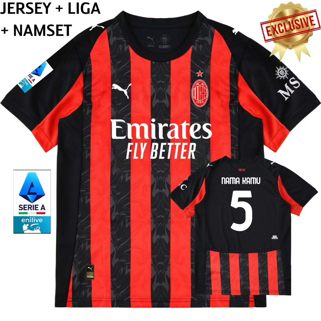 Jersey Ac Milan Home 2025 2026 - Jersey Milan Terbaru Grade Original