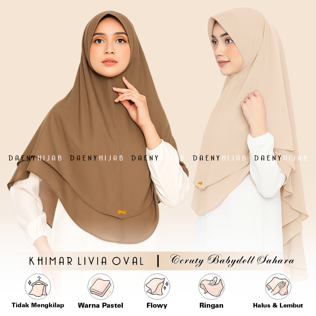Jilbab Hijab Khimar Syar'i Kerudung Instan 2 Layer Livia Jumbo Ceruti babydoll