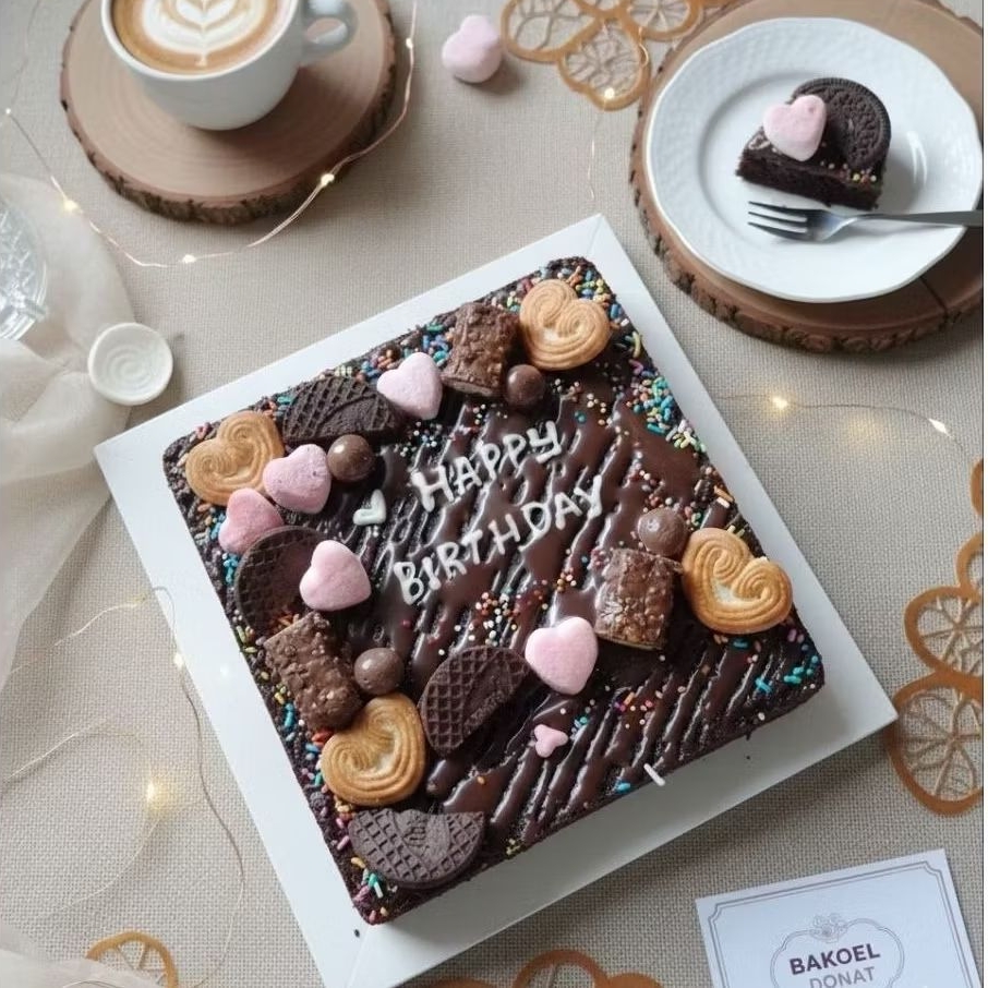 Brownies Ulang Tahun/Brownies coklat/Fudgy brownies/Brownies hias/Brownies ultah /Kue Ultah/Kado ult