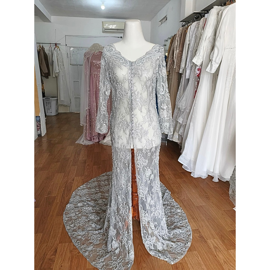 KEBAYA SILVER GAUN PENGANTIN NIKAH MEWAH KEBAYA MODERN GAUN PERNIKAHAN FULL PAYET