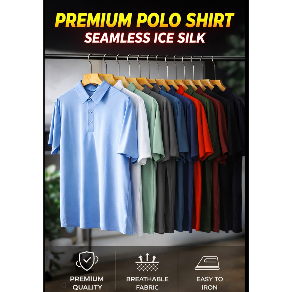 Kaos kerah Polo pria dry fit original import seamless Baju kerah pria kaos icesilk olah raga running