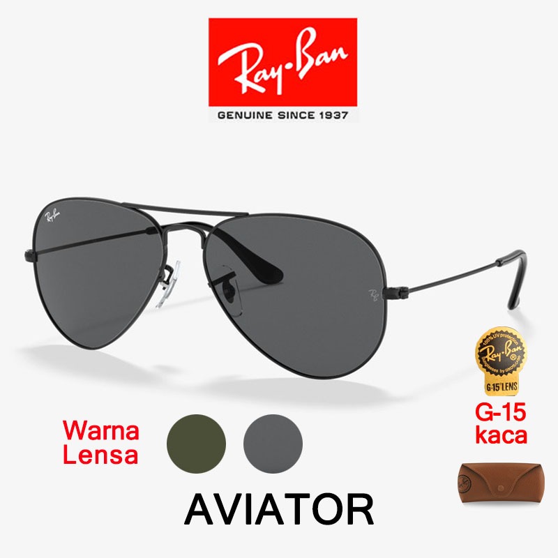 Kacamata Hitam Ray-ban Original Sunglasses Aviator Classic RB3025 Lensa Kaca Pria/Wanita