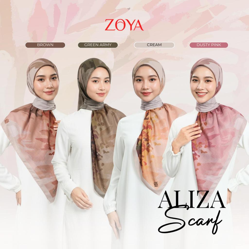 Zoya Aliza Print Scarf Kerudung Hijab Segiempat Motif Premium Ukuran 115x115 cm FAP 50 Stitching Box