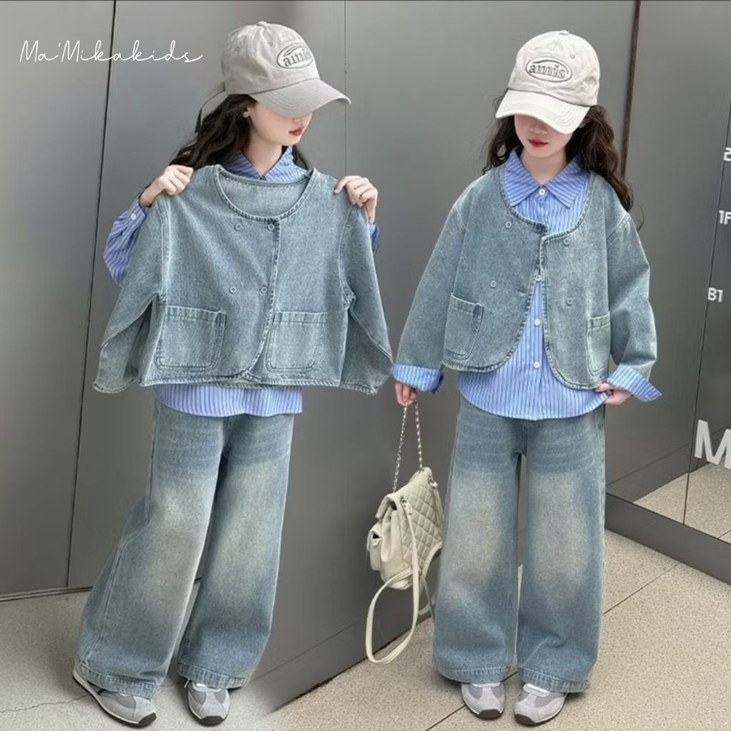 LUXURY Setelan Kemaja + Outer Jeans + Celana Jeans