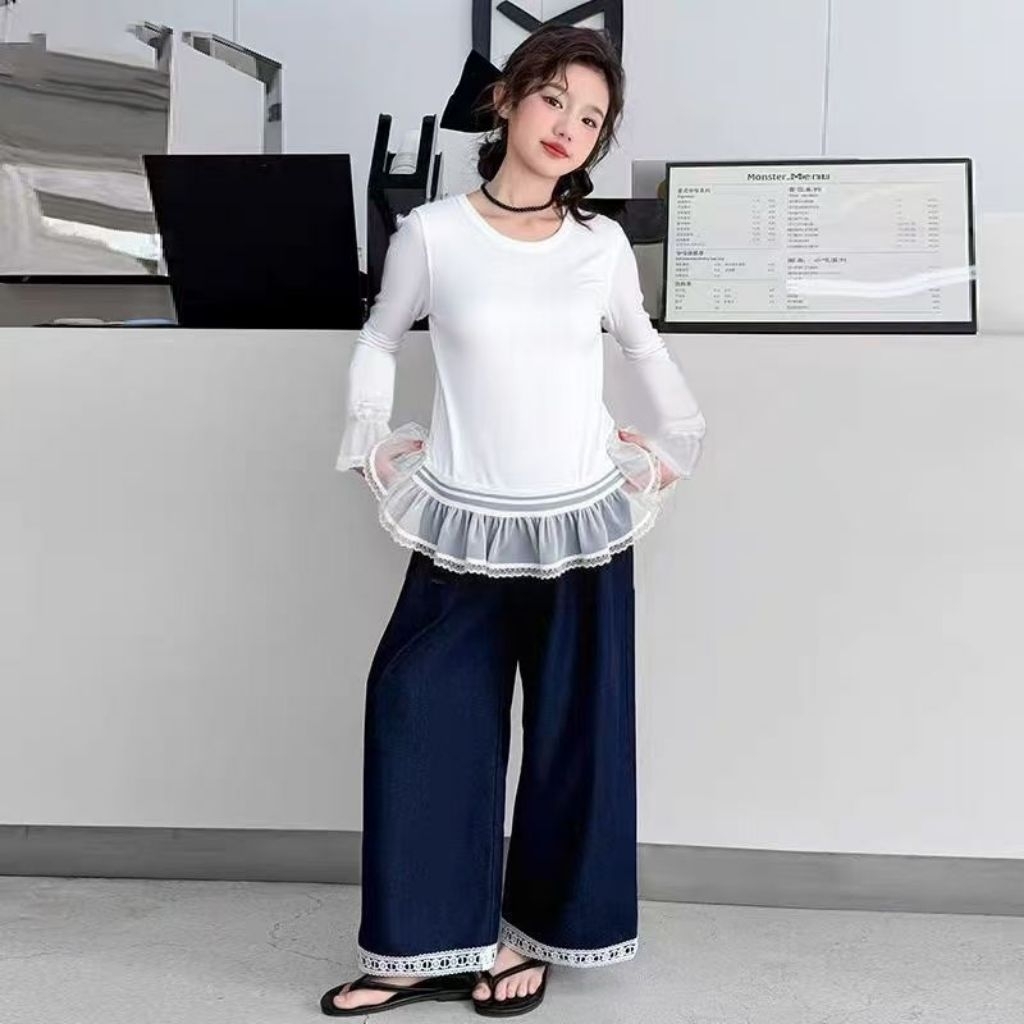 FV-005 SETELAN BAJU PANJANG ANAK PEREMPUAN IMPORT USIA 5-12TAHUN SETELAN BAJU ATASAN LENGAN PANJANG 