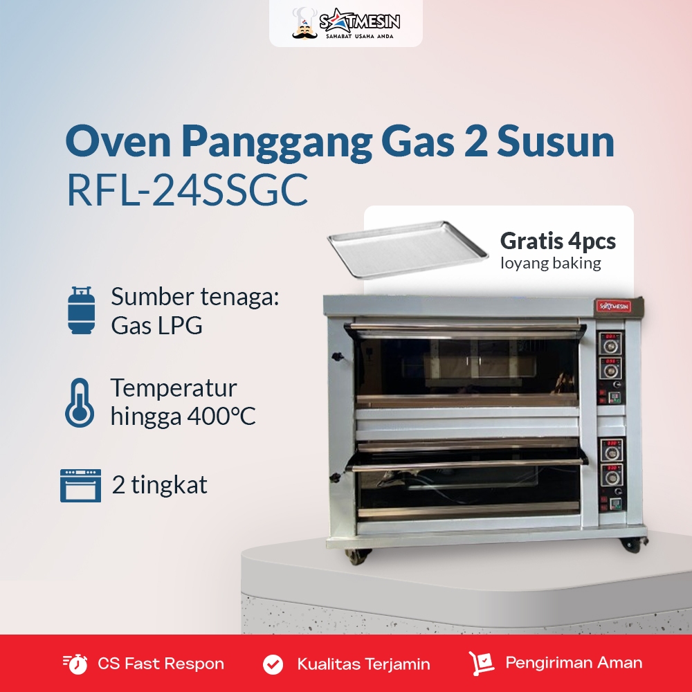 Satmesin - Oven Gas 2 Deck 4 Tray | Modena Oven Pemanggang untuk Berbagai Jenis Baking Free 4 Loyang