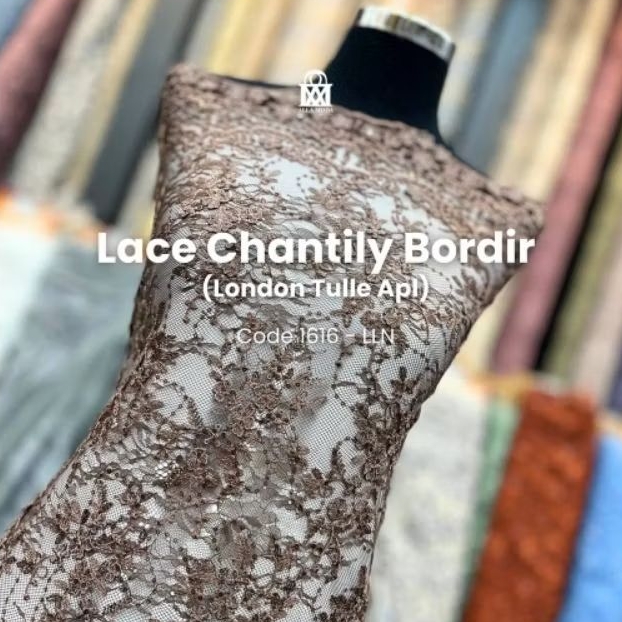 [Harga 0,5 Meter] Kain Kebaya Bordir Lace Chantily Payet Sequin/Lace Chantily Bordir Payet