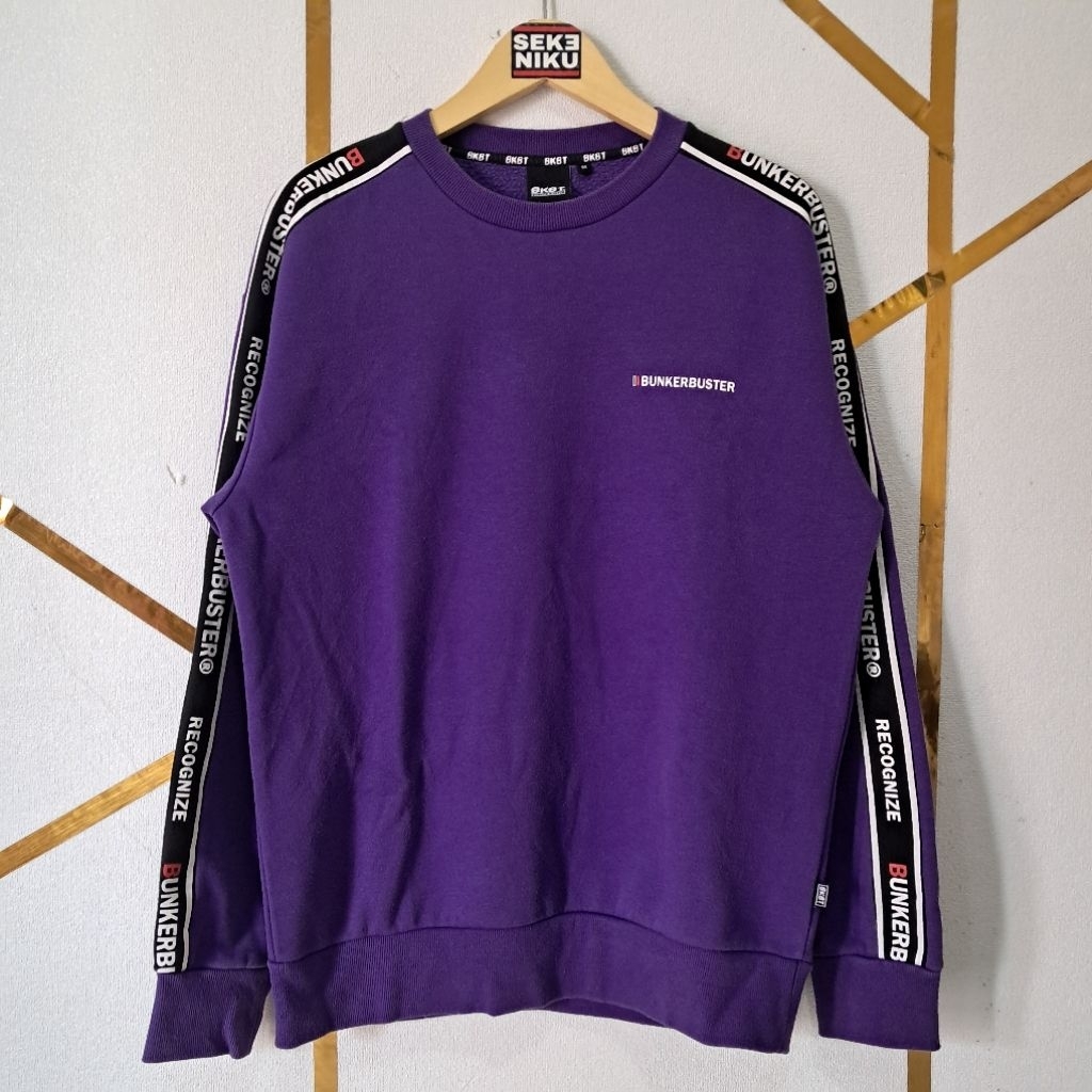 Crewneck BKBT BUNKER BUSTER Spelout tapped Bahan fleece tebal