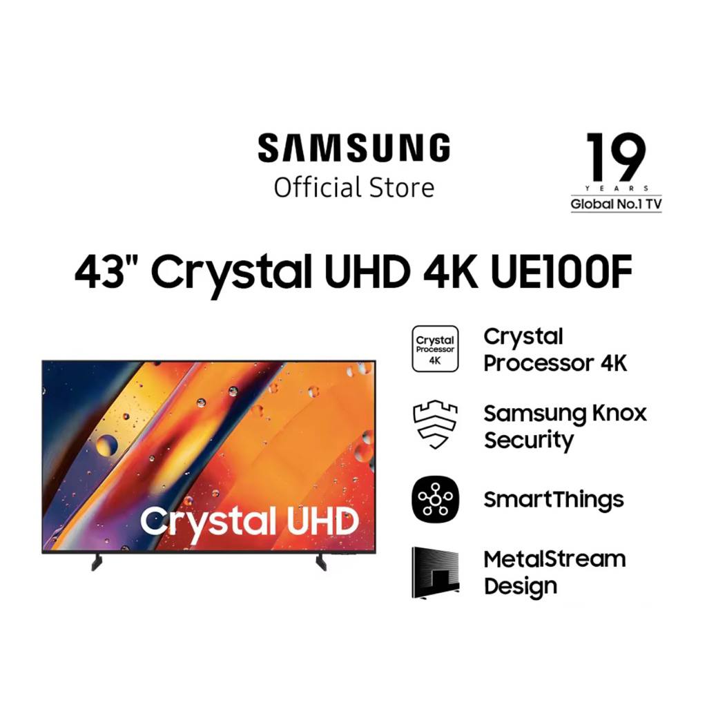 TV LED Samsung Smart TV 43 INCH Crystal UHD 4K 43UE100F 43UE 100 GARANSI