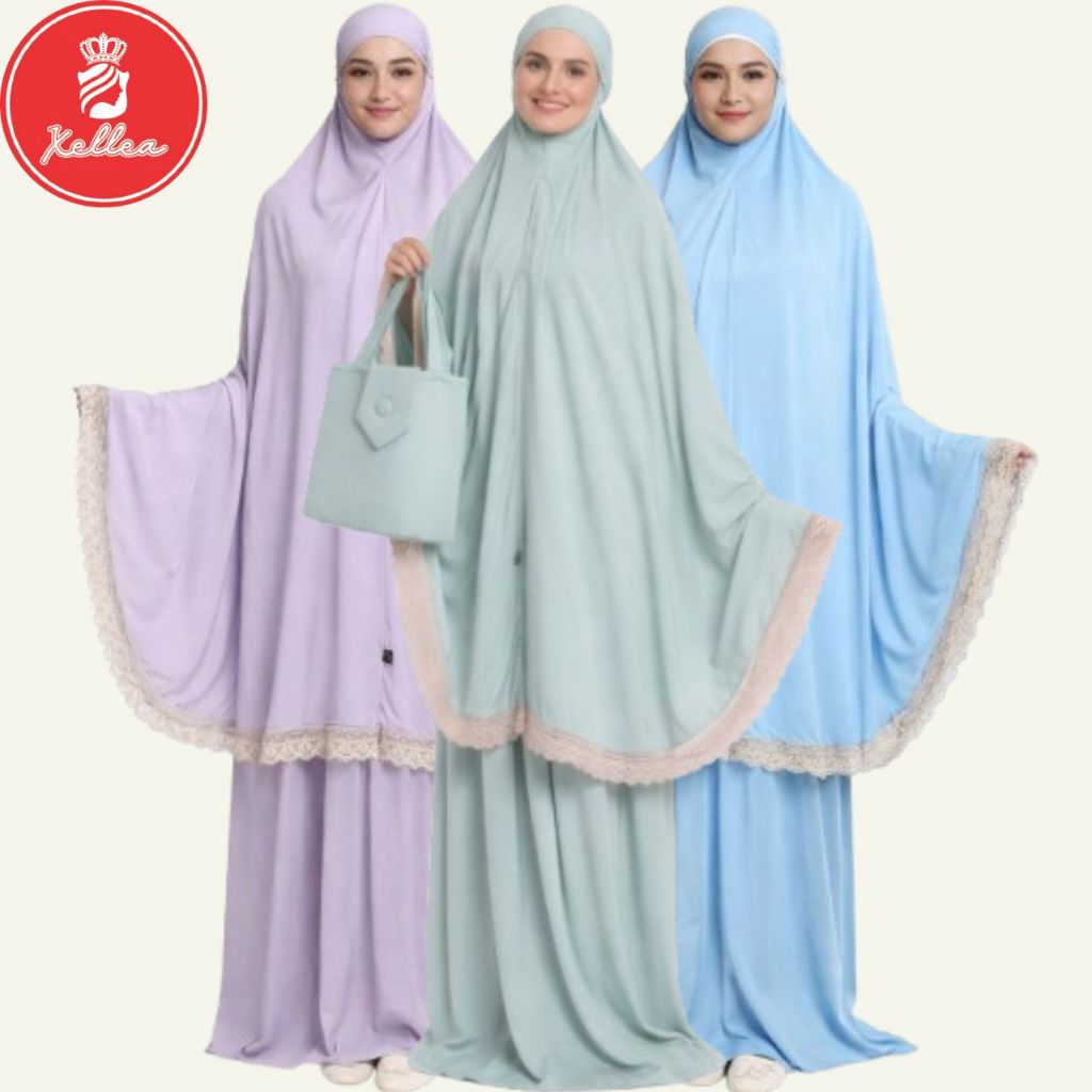 Mukena Dewasa Katun Rayon Renda Ryn Rayyan Polos Lina Madina Mukena Super Jumbo - XELLEA