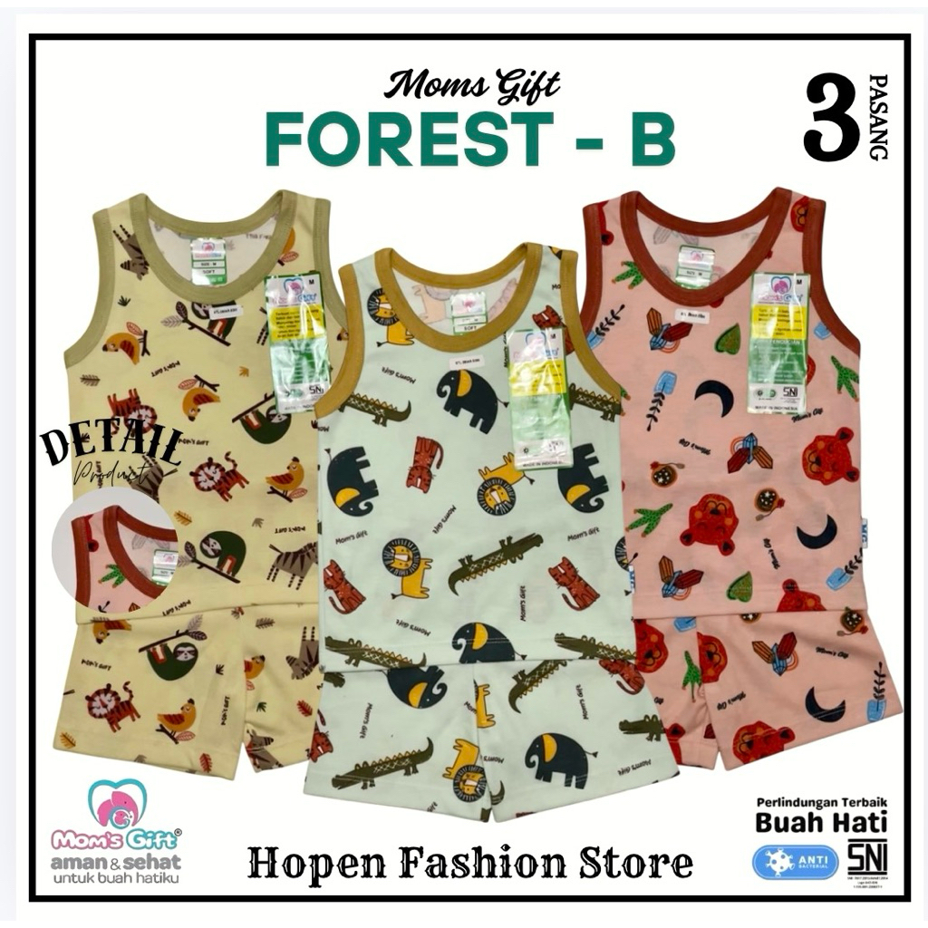 Moms Gift - [ 3 Setel ] Setelan KUTUNG Moms Gift / Setelan Kensi Anak Laki Laki Unisex Baju Main