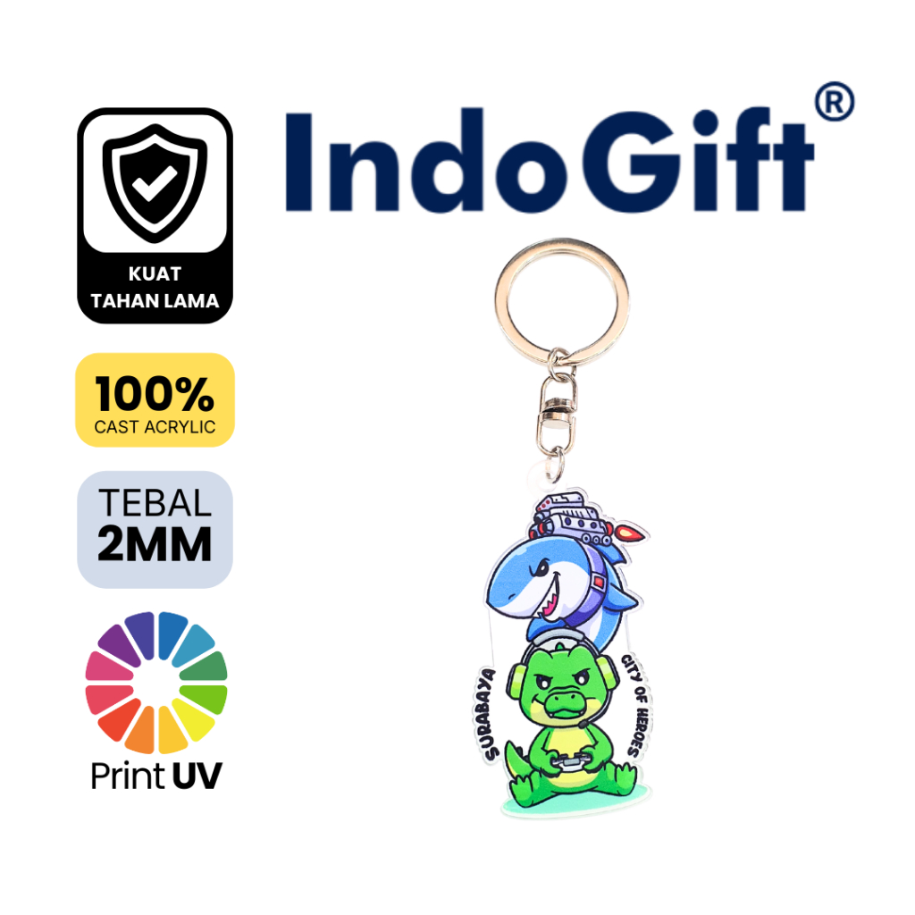 IndoGift Gantungan Kunci Akrilik Tipe 37 Souvenir Oleh Oleh Khas Surabaya