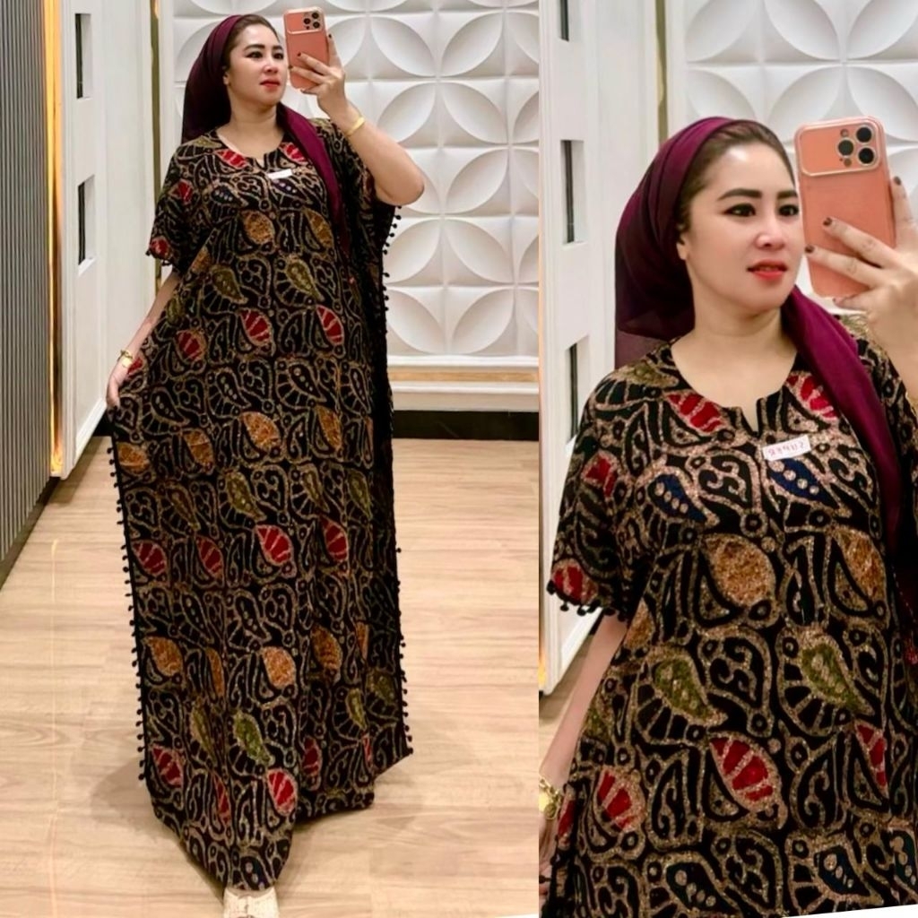 Daster panjang lowo pompom