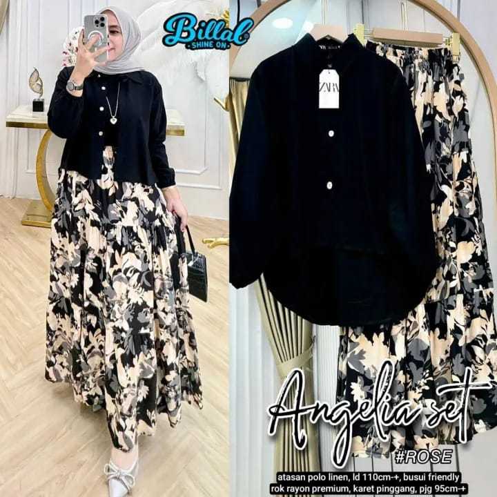 One Set Rok Rayon Mix Crinkle Setelan Wanita Atasan Crinkle Rok Rayon Diamond|SET ROK SALUR CRINKLE 