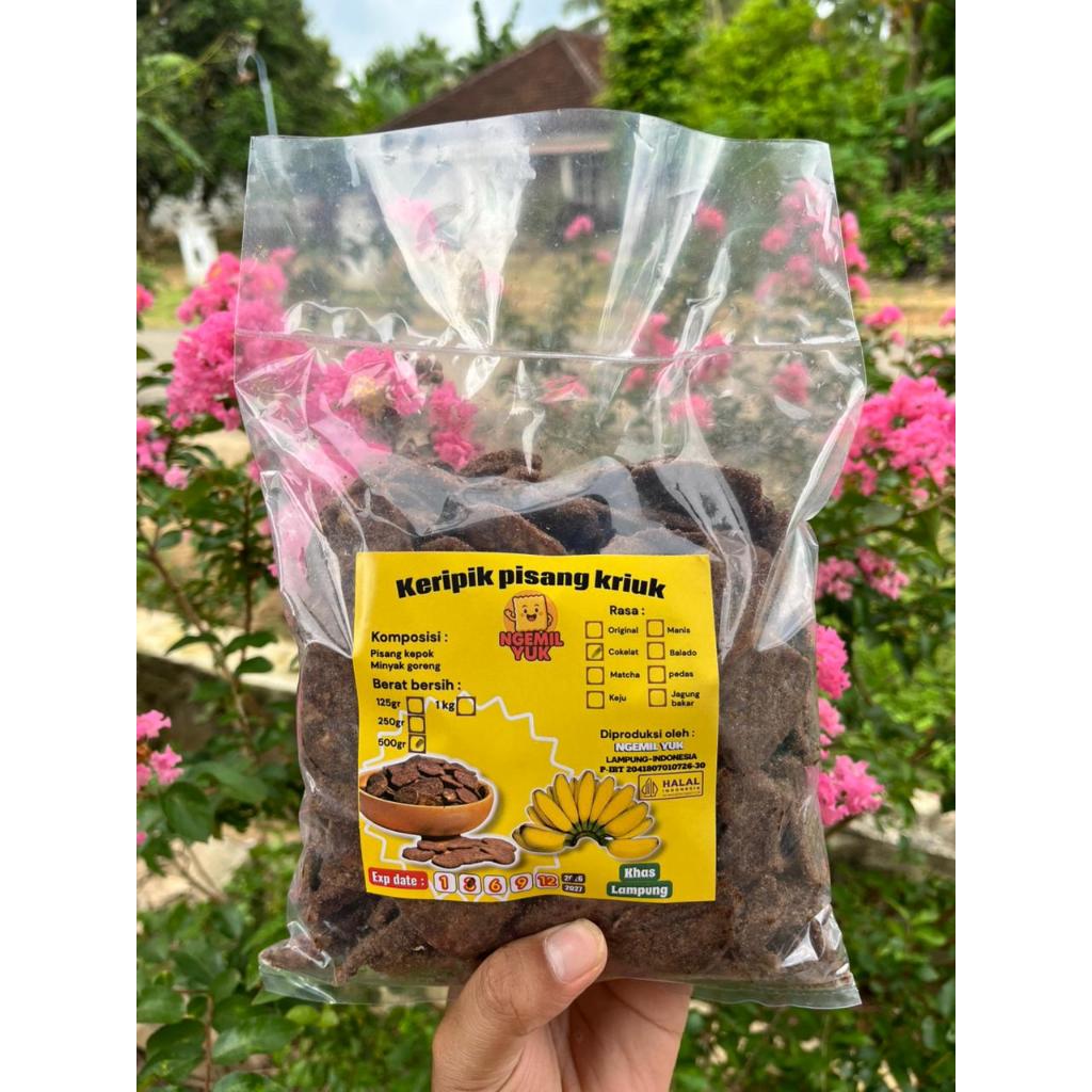 500gram keripik pisang coklat bubuk kripik pisang cokelat khas lampung cemilan viral