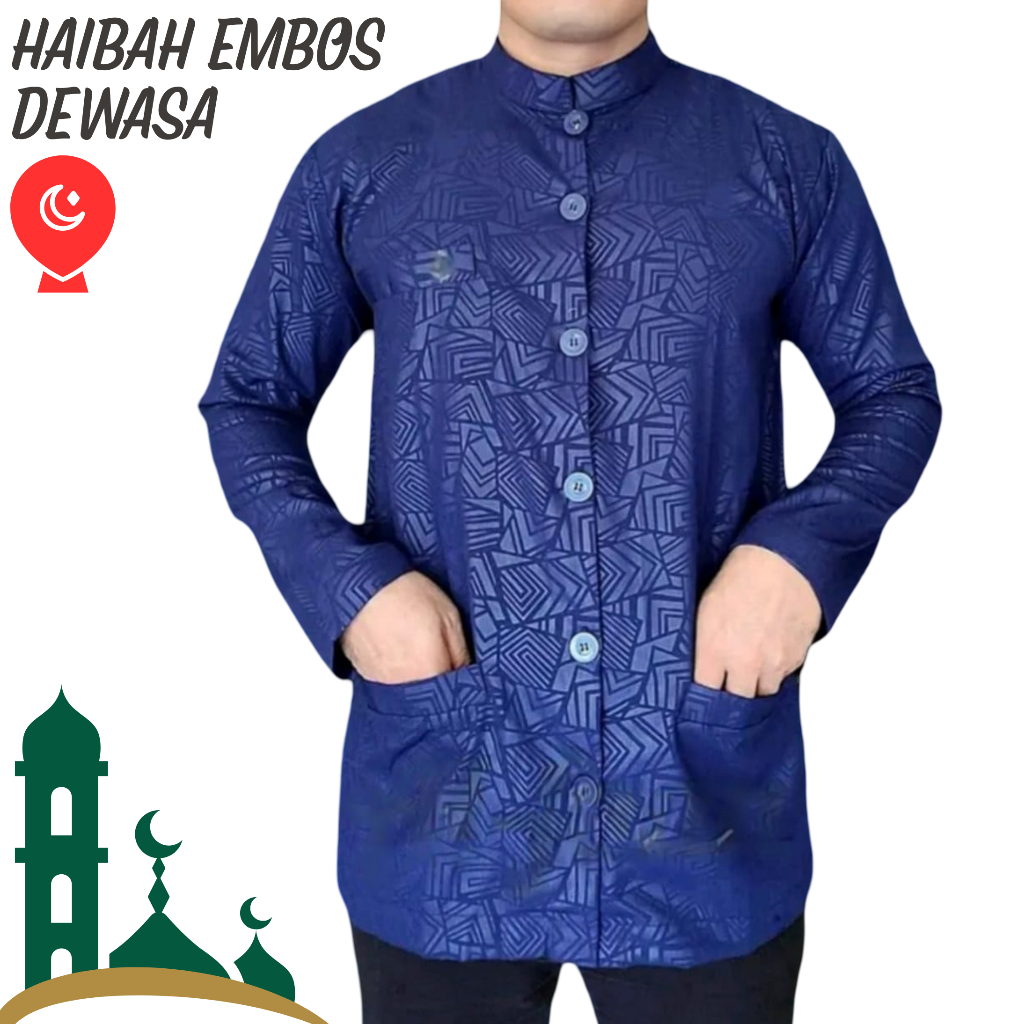 Kemeja Koko Pria Haibah EMBOS Motif Etnik Lengan Panjang