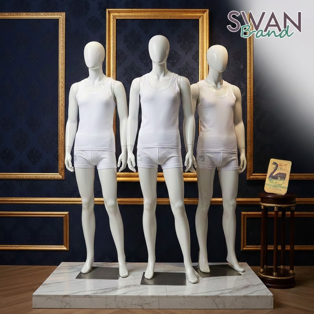 Kaos Dalam Pria Swan SH Isi [3 Pcs] Singlet Cowok Katun Tali Besar Putih Polos Tali Besar || Kaos Da