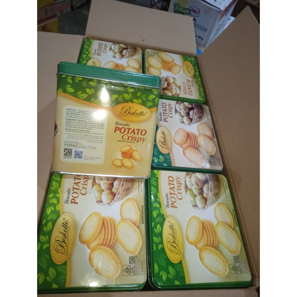 Biskotto Potato Crispy 400gr kemasan Kaleng - Bisuit Kentang