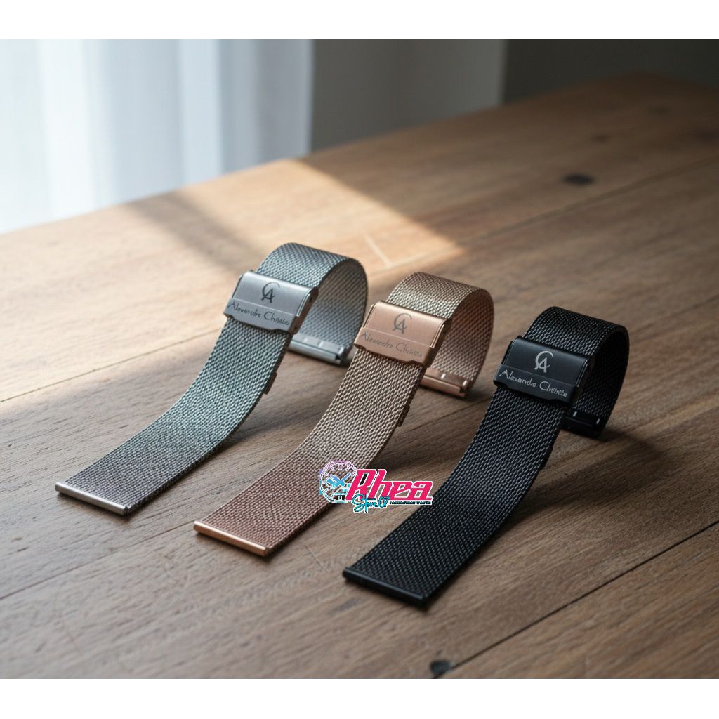 Rantai Jam Tangan Pasir Mess alexandre Christie Tali Jam Alexandre Christie Pasir/Mess