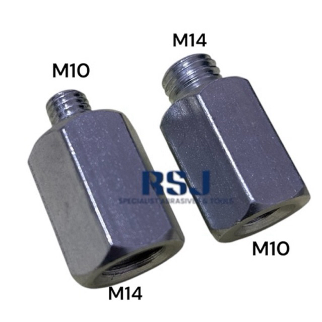 konektor gerinda Mur M10 ke drat M14/adaptor Bor M14 ke M10