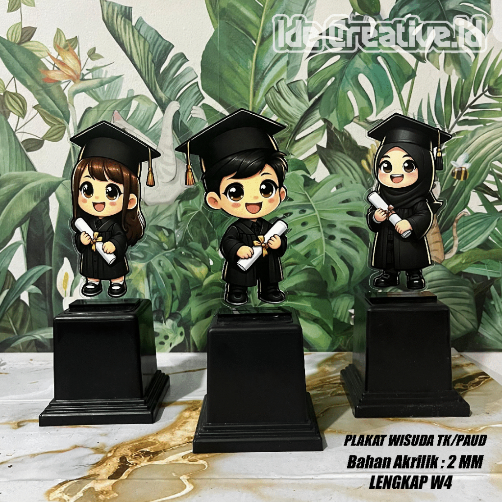 Piala Akrilik Wisuda Sekolah SD TK PAUD Anak Plakat Tropi Hadiah Souvenir - IDE CREATIVE