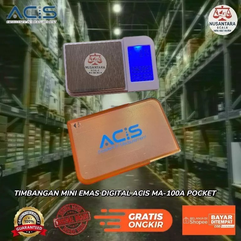 Timbangan Digital Mini Emas Batu akik, ACIS / MA-100A Pocket Scale - putih orange