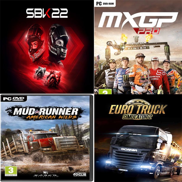 Game PC all in One USB Flashdisk SBK22, MXGP, Mudrunner, Euro Truck simulator2, Simulasi mengemudi M
