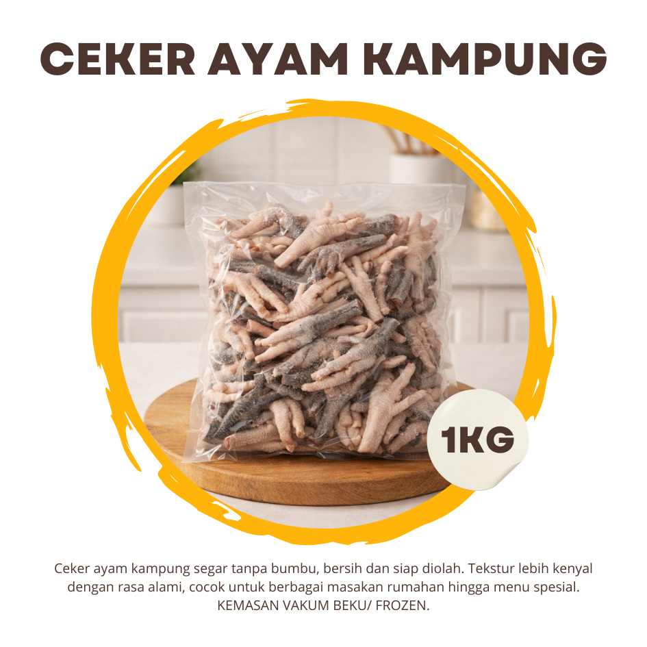 Kaki Ayam Kampung Khusus Bandung/ Ceker Ayam Segar 1Kg Vakum Beku Frozen