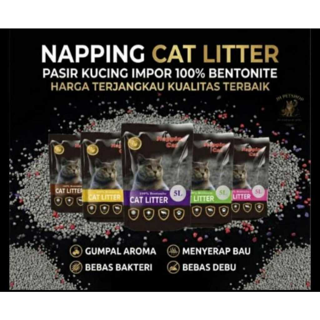 Pasir Kucing Bentonite Napping Cat Litter 5Litter