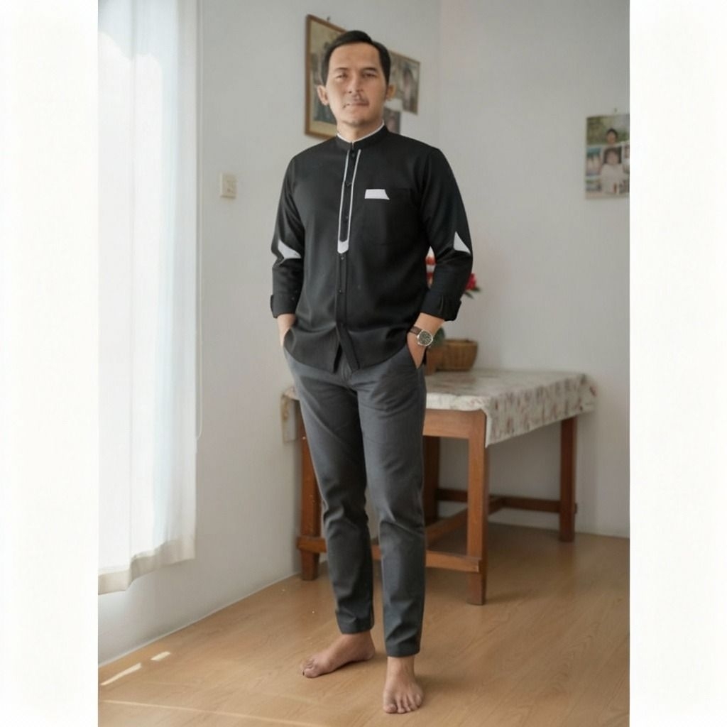 AHMAT- BAJU KOKO KURTA KATUN TOYOBO PREMIUM PRIA LENGAN PANJANG UKURAN M L XL XXL JUMBO ACARA LEBARA