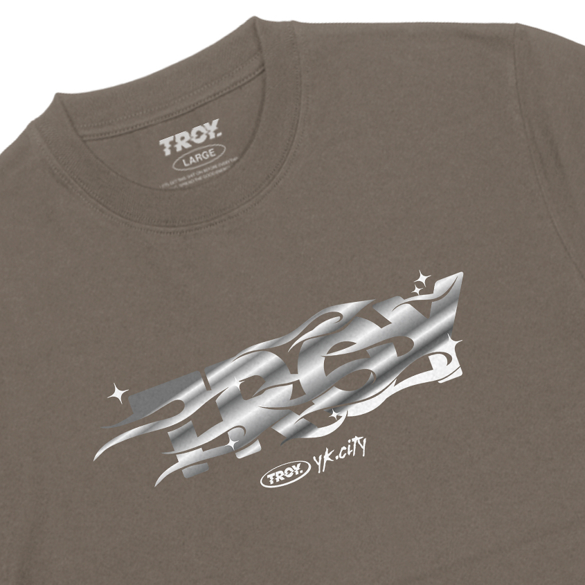 Troy Company Tshirt Maple Brown Silver Flame - Kaos Lengan Pendek Kaos Reguler Coklat Maple MTD 3154