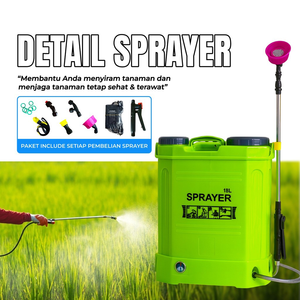 Sprayer 18L Manual & Elektrik Alat Semprot Pertanian Backpack Sprayer Penyemprot Hama Tanaman Kebun 