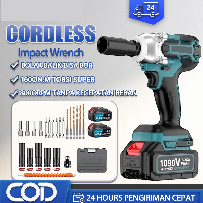 impact Wrench 1090V Impact Baterai CORDLESS IMPACT WRENCH Mesin Bor Untuk Baut Mobil Electric Wrench