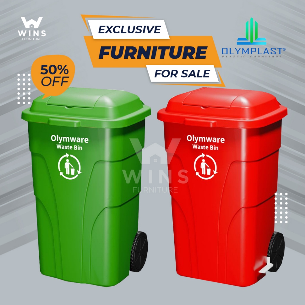 Wins Tong Sampah Plastik 120 L / Bak Sampah Besar Kantor / Rumah / Sekolah / Industrial Napolly Dan 