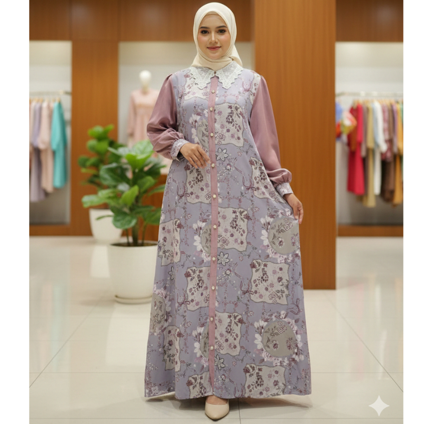 Gamis Arabian Silk Motif Bahan Silk Premium Motif Eksklusif