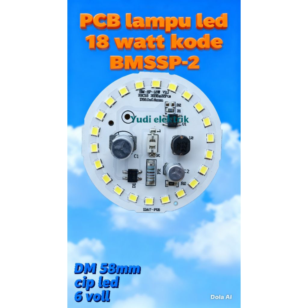 paket hemat 10 pics pcb lampu led 18 watt DM 58mm kode BMSP