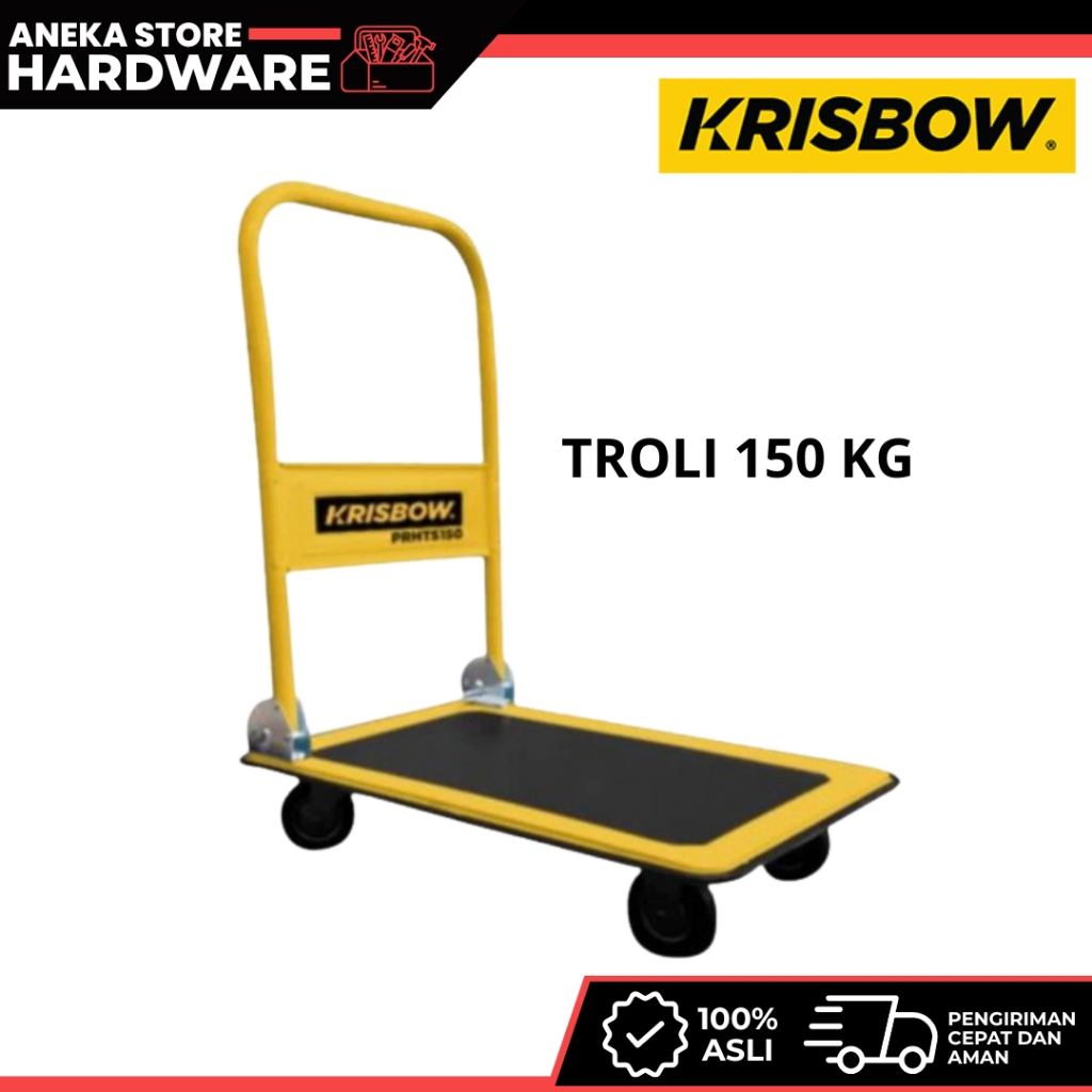 Krisbow Troli Barang Steel 150 kg - Kuning Alat Pengangkut Barang Dengan Roda Wheels Cart Troli Kard