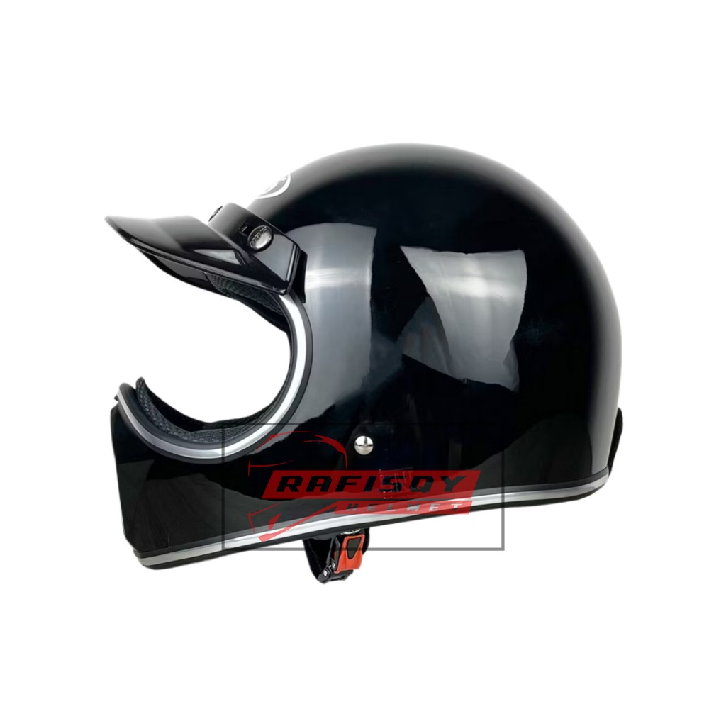 Helm CAKIL retro model fullf cakil helmet list chrome dewasa SNI