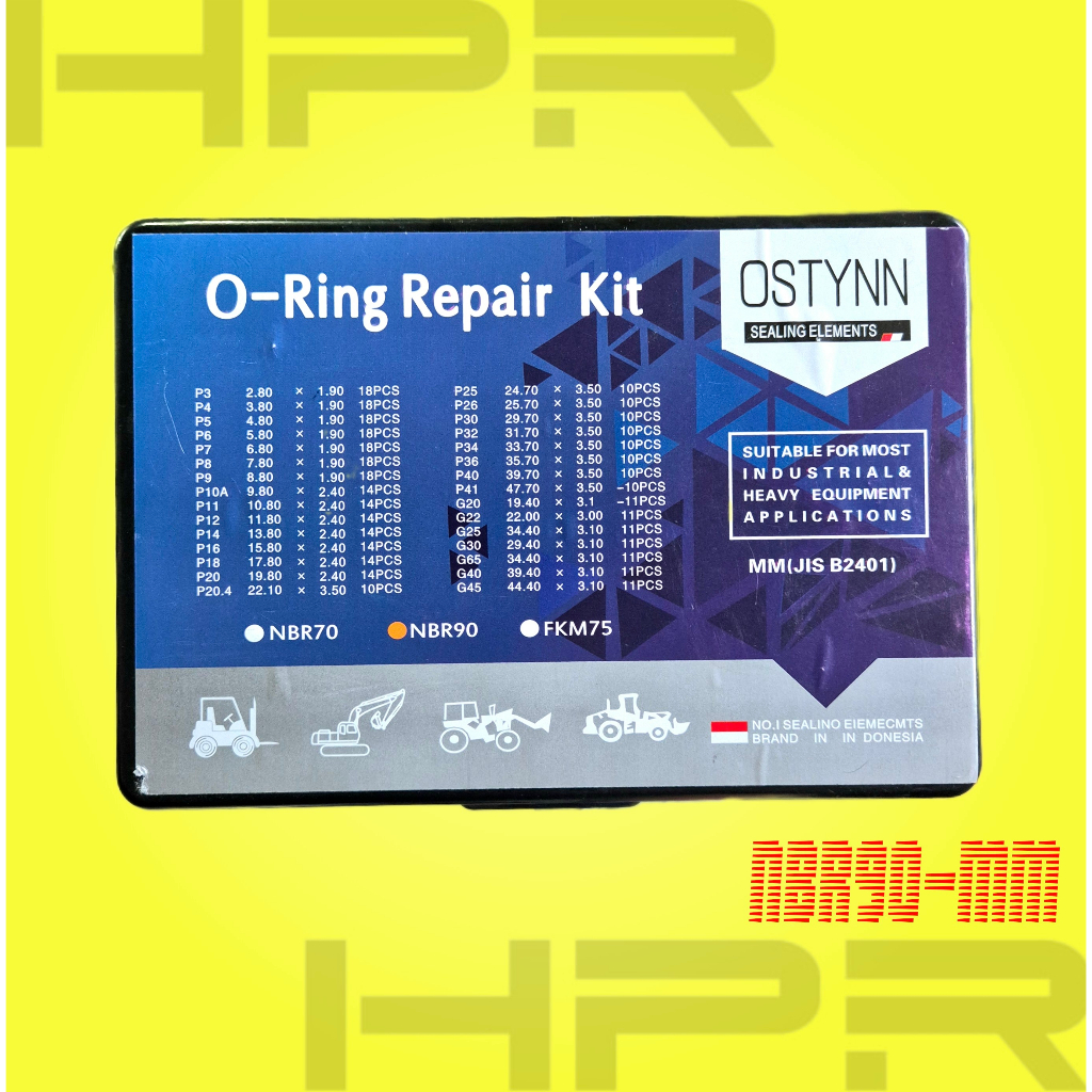 NBR-90 Rubber Oring O-ring Box Set MM JIS B2401 - Karet Seal Anti Bocor - Motor - Mobil - PCP - Sepe