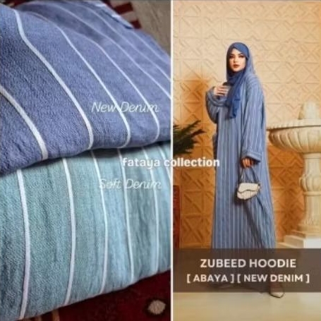 fataya collection zubeed Strip blue abaya Hoodie allsize PL